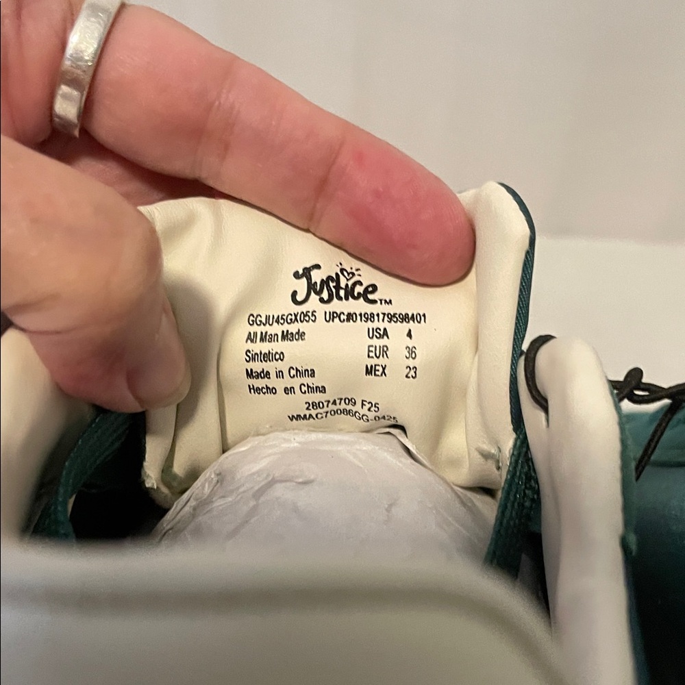 NEW Justice Green Sneakers with Silver Star - Picture 6 of 16